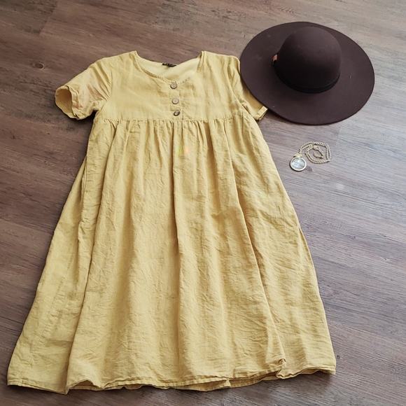 Roolee Dresses & Skirts - Mustard linen Roolee dress medium